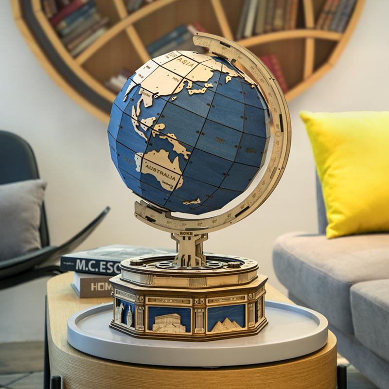 Bouwpakket 3D Houten Puzzel Globe Earth Model 3