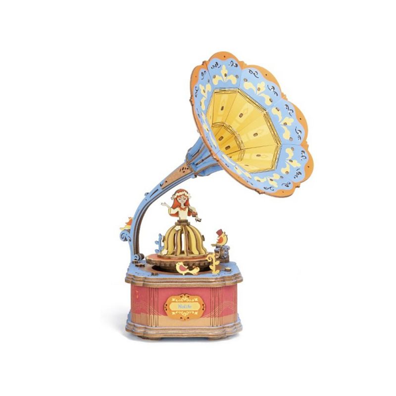 Bouwpakket 3D Houten Puzzel Music Box | Vintage Gramophone - Afbeelding 2