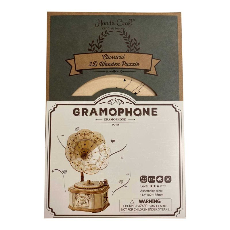 Bouwpakket 3D Houten Puzzel | Gramaphone - Afbeelding 2