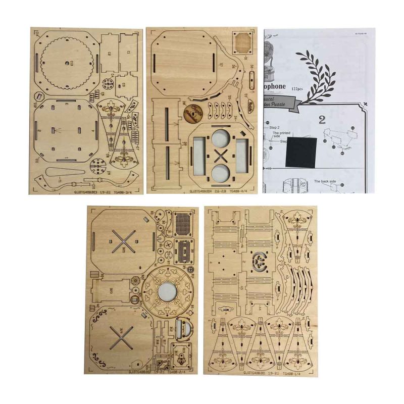 Bouwpakket 3D Houten Puzzel | Gramaphone - Afbeelding 6