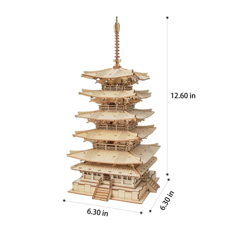 Bouwpakket 3D Houten Puzzel | Five-Storied Pagoda - Afbeelding 4