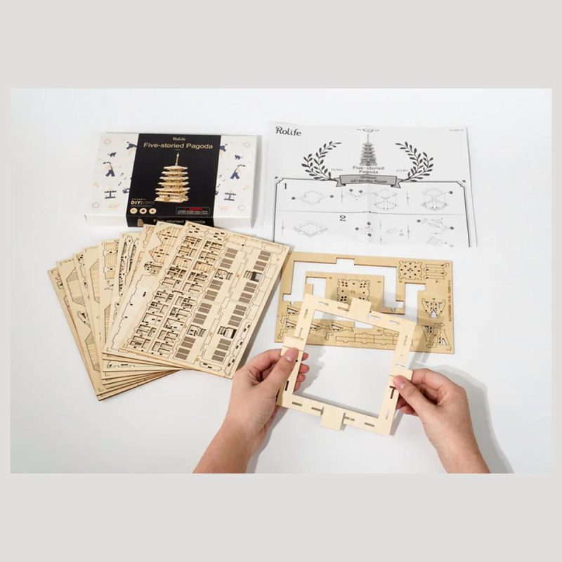 Bouwpakket 3D Houten Puzzel | Five-Storied Pagoda - Afbeelding 5