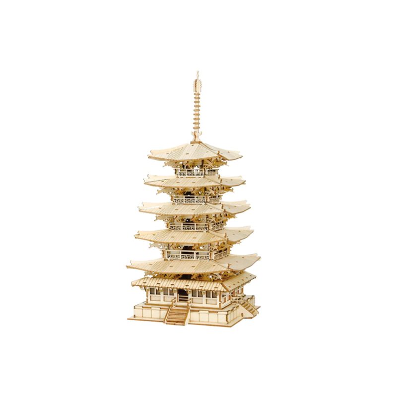 Bouwpakket 3D Houten Puzzel | Five-Storied Pagoda - Afbeelding 2