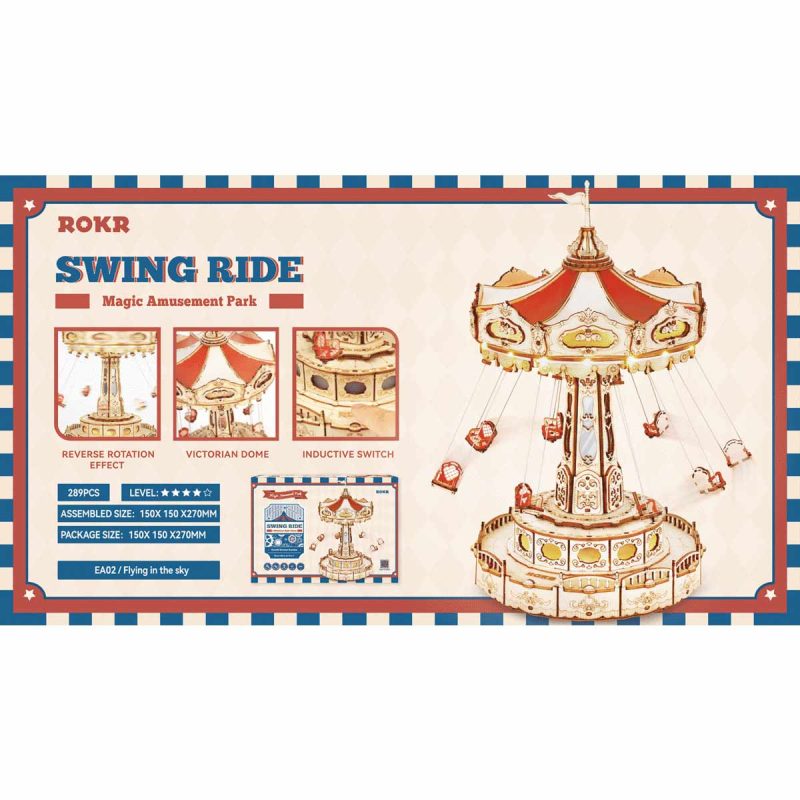 Houten Zweefmolen met muziek | Swing Ride - Afbeelding 4