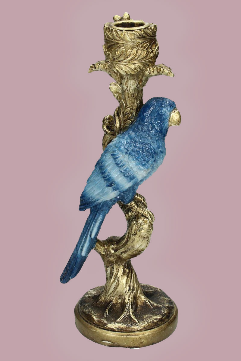 Alternative view of Kandelaar Bird Polyresin Blue