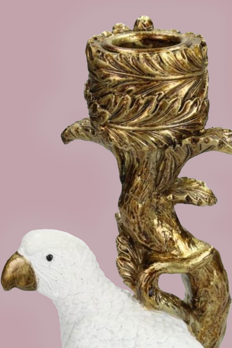 Alternative view of Kandelaar Bird Polyresin White