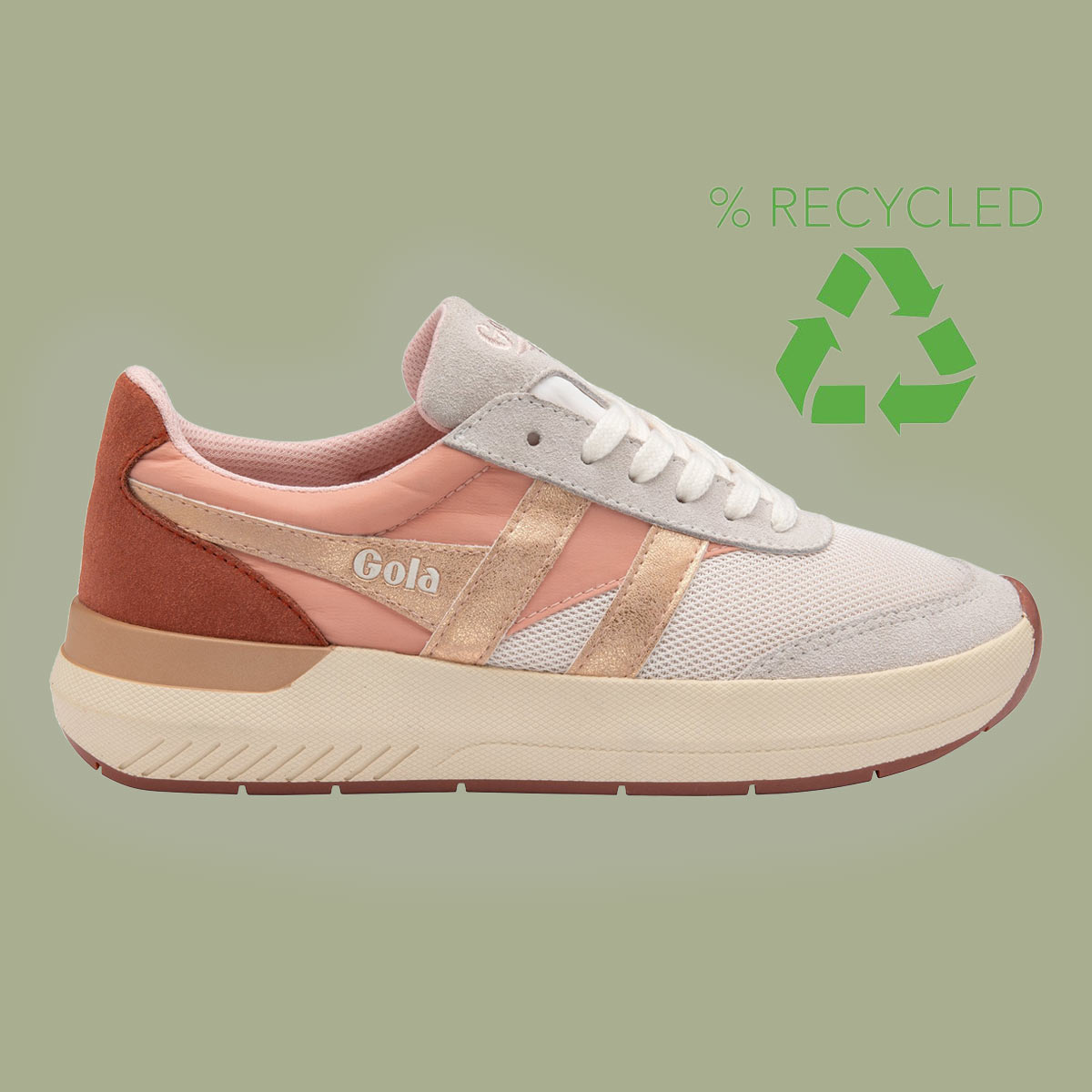 Sneaker Raven Mirror Off Wht Pearl Pink Rose Gold GOLA