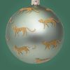 Bauble Glass Soft Green Mat Gold Panther Vondels