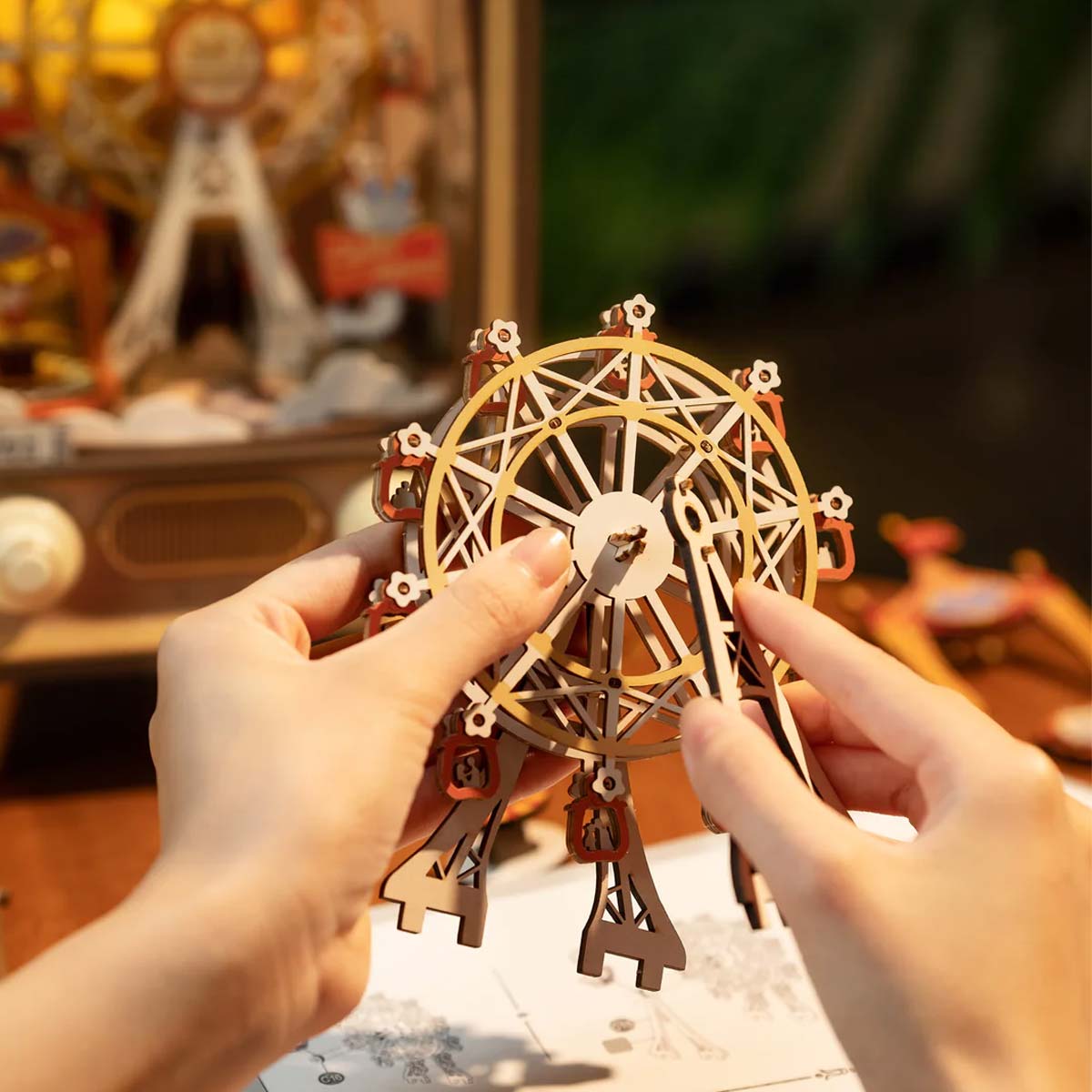 Bouwpakket 3D Houten Puzzel Music Box | Sunset Carnival - Afbeelding 4