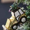 Kerstbal Golden Tractor With Tree 3