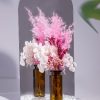 Doosje Droogbloemen Met Bruin Vaasje Roze