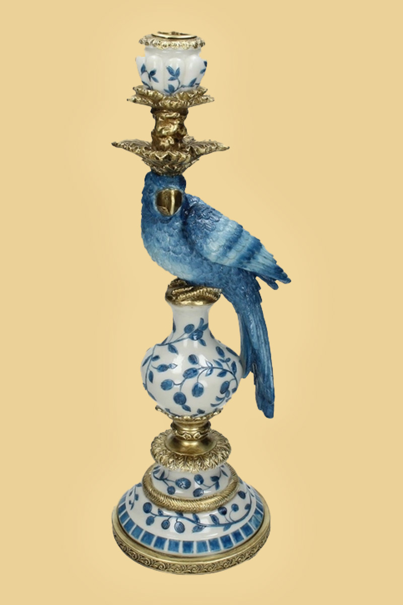 Kandelaar Bird Blue Gold
