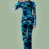 Pants Tie Dye Mesh Flare Blue Colourful Rebel