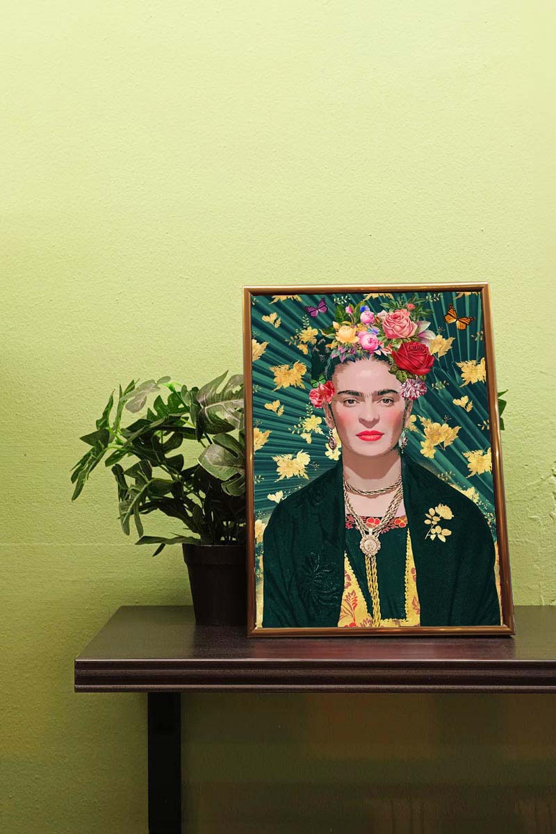 Lijstje Frida Kahlo Groen Goud 1