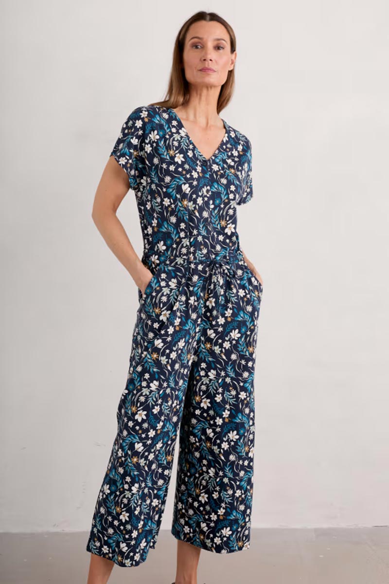 Rose Trellis Jumpsuit Tidal Floral Maritime - Seasalt