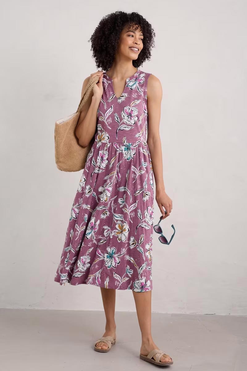 Shelter Bay Dress Linework Floral Heather - Seasalt