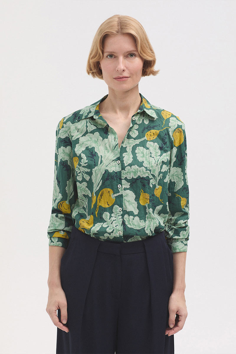 Blouse Beets Print Smoke Green - Nice Things