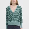 Cardigan Striped V Neck Pockets Sage Green Nice Things 2