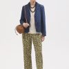 Pants Lucky Clover Print Tan Nice Things