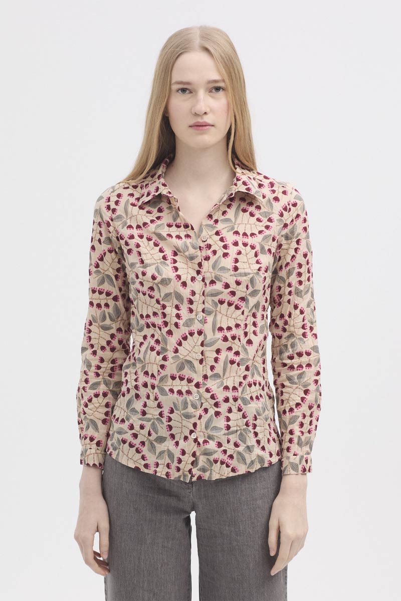 Blouse Samoa Flowers Dark Ecru - Nice Things