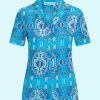 Blouse Peggy Apple Vase Blue Curacao Bakery Ladies