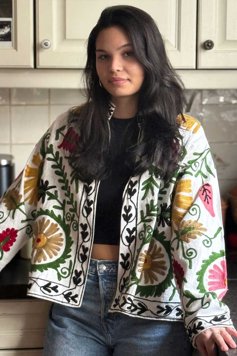 Jacket Cotton Embroidery White - ToutVintage