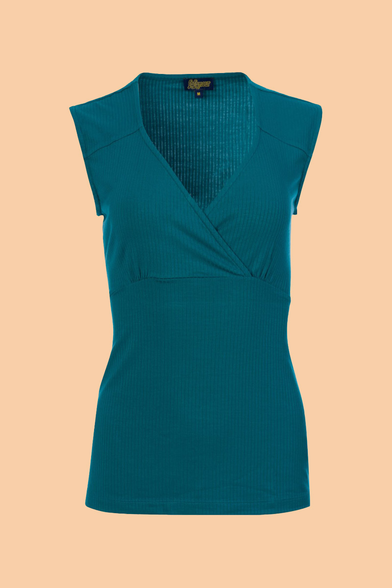 Monroe Top Rib Petrol Blue - LaLamour