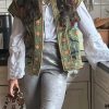 Vest Velvet Embroidery Green ToutVintage 1