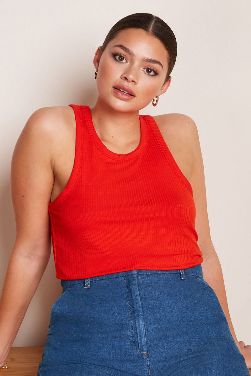Elvira Camisole Uni Rib Spicy Orange - King Louie