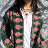 Jacket Cotton Embroidery Green Pink Panter ToutVintage