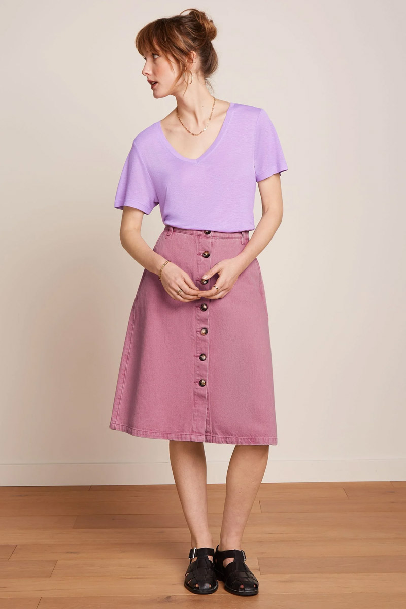 Mary Skirt Colored Denim Mellow Rose - King Louie