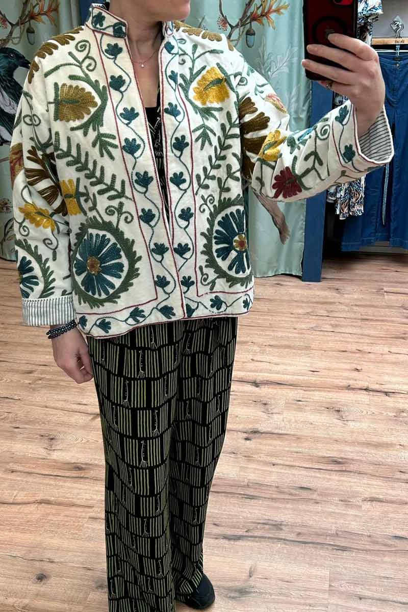 Jacket White Velvet Embroidery - ToutVintage
