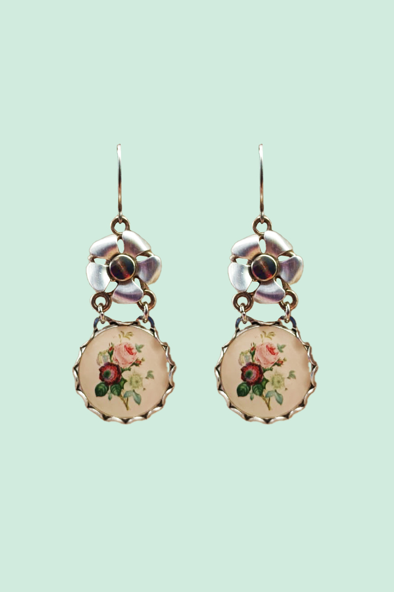 Oorbel Rose Silver Flower - Urban Hippies