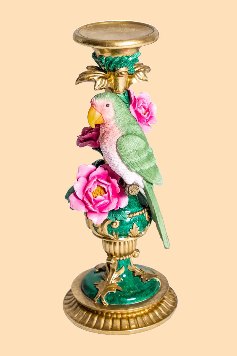 Papegaai met Bloemen - Kandelaar Parrot