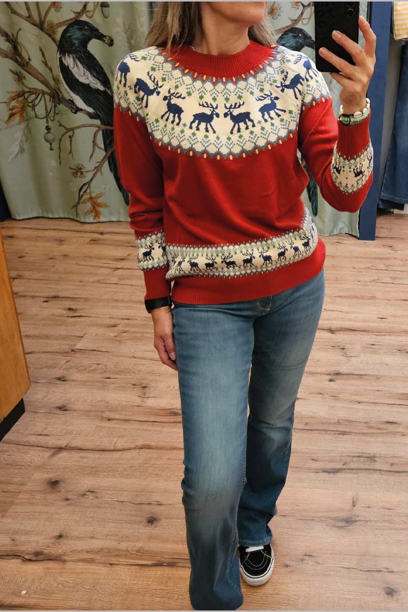 Moose Fairisle Sweater Rust - Pretty Vacant