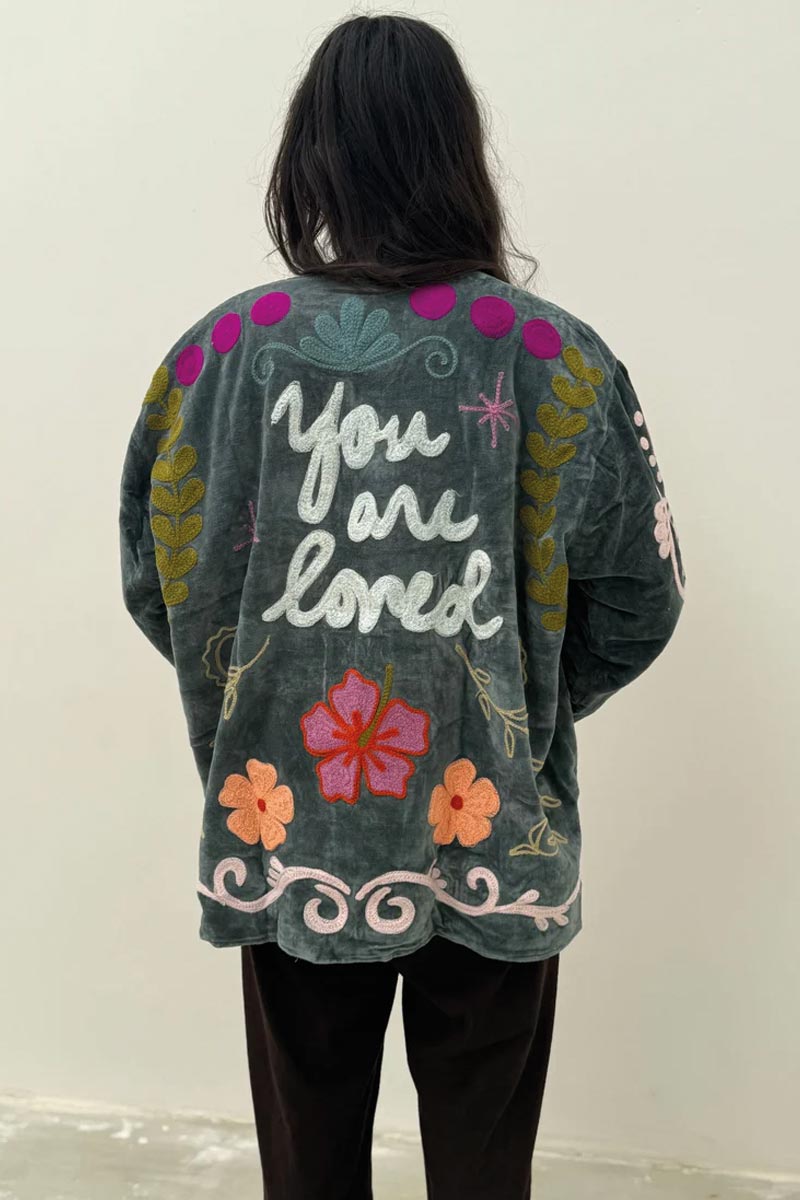 Alternative view of Velvet Embroidery You Are Loved - ToutVintage
