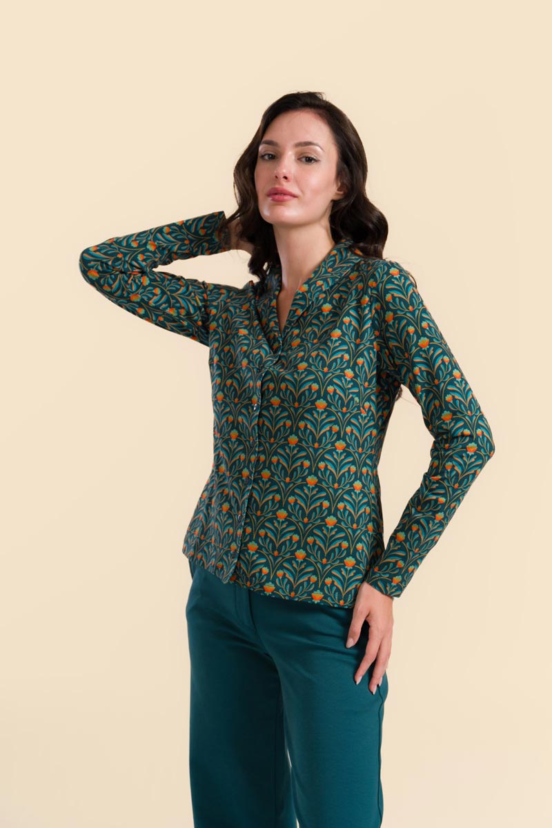 iris blouse barock flower green lalamour 2