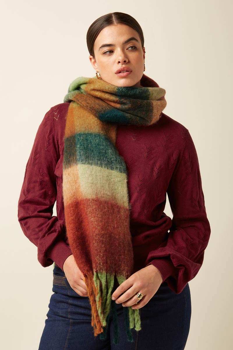 Check Scarf Multi Pine Green - King Louie