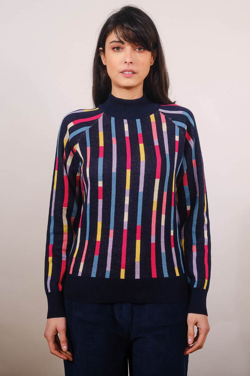 Susan Sweater Streamers Navy - Pretty Vacant