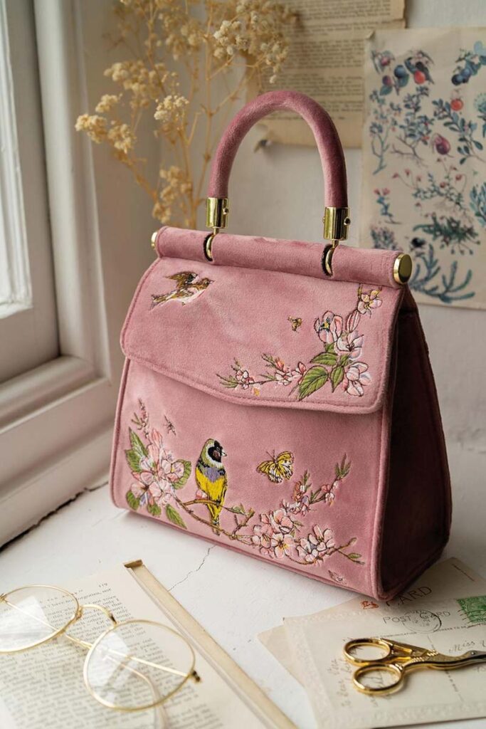 schoudertasje velvet roze