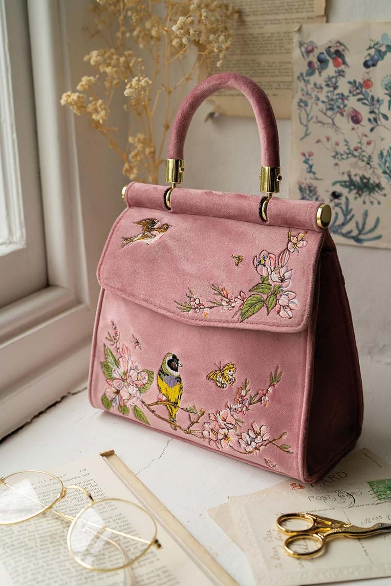 Mini Fluwelen Tas - Morning Songbird