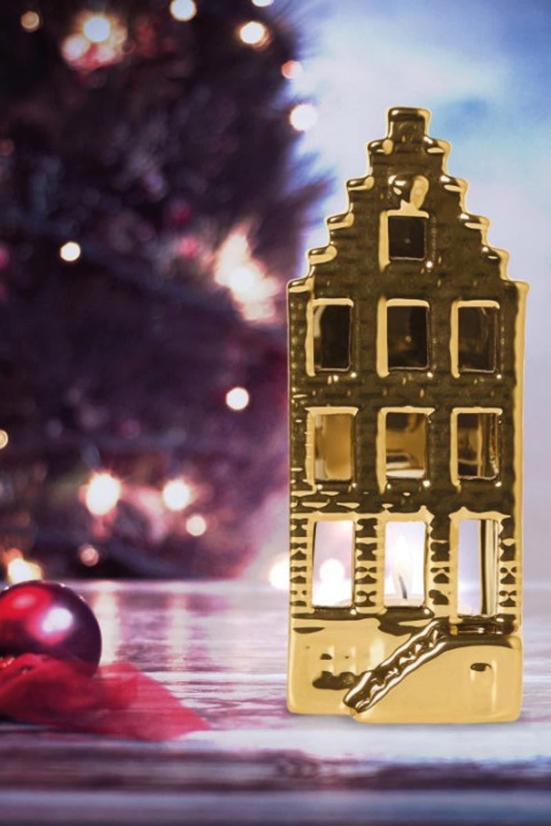 Alternative view of Waxinelichthouder Huisje Goud