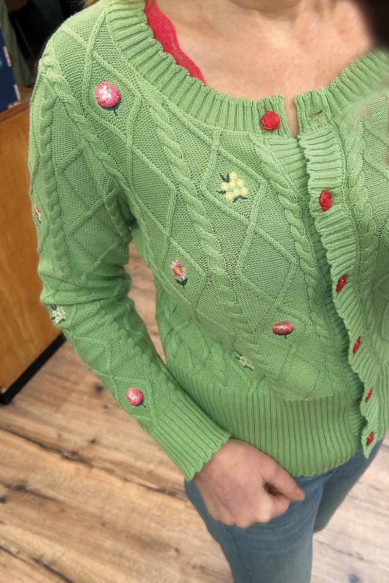 Alternative view of Little Flowers Green Cardigan