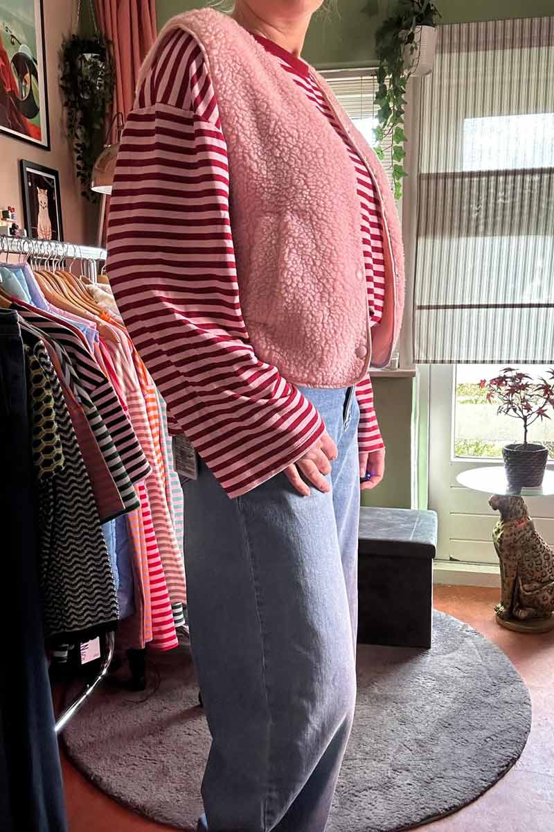 Alternative view of Gestreept Shirt Wijde Mouwen - Bordeaux met Roze