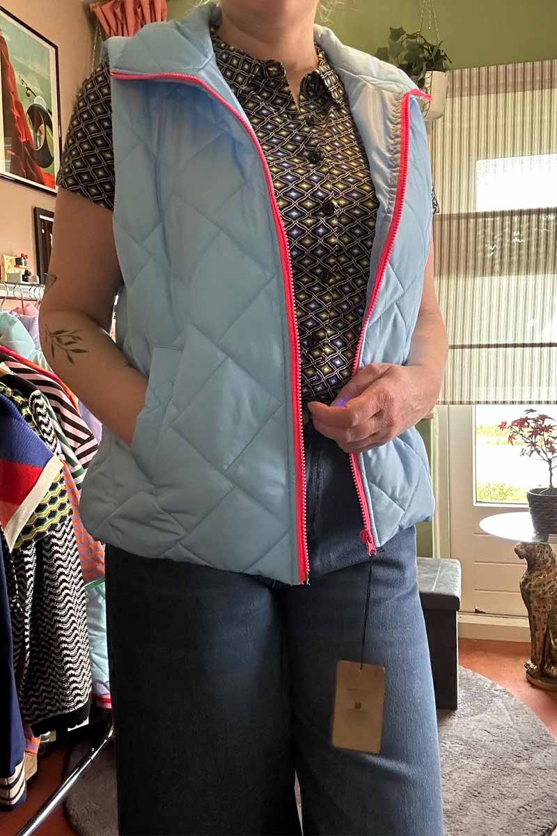 Gewatteerd Giletje met Rits - Lichtblauw