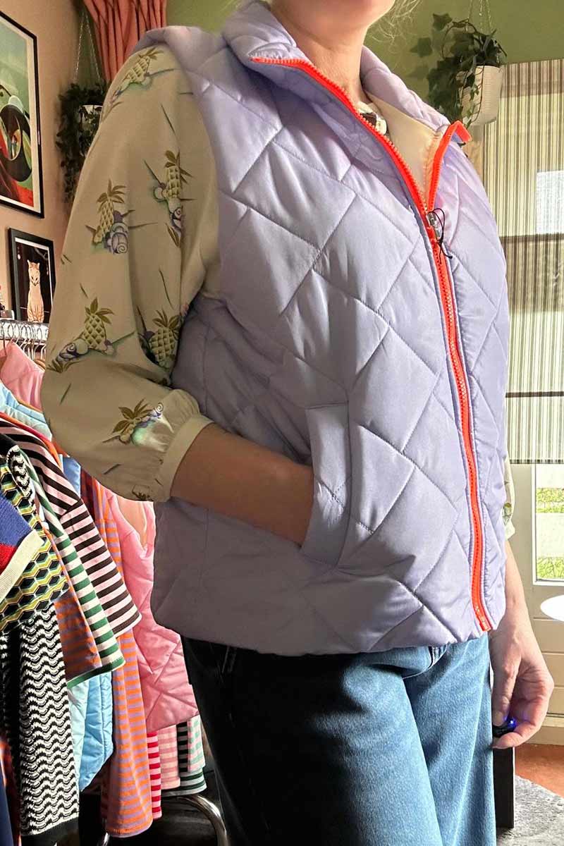 Gewatteerd Giletje met Rits - Lavendel