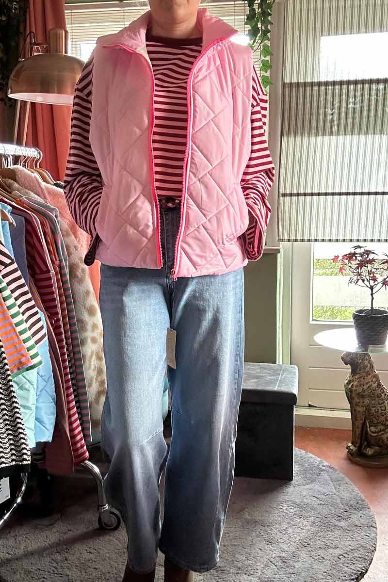 Gewatteerd Giletje met Rits - Roze - Afbeelding 3