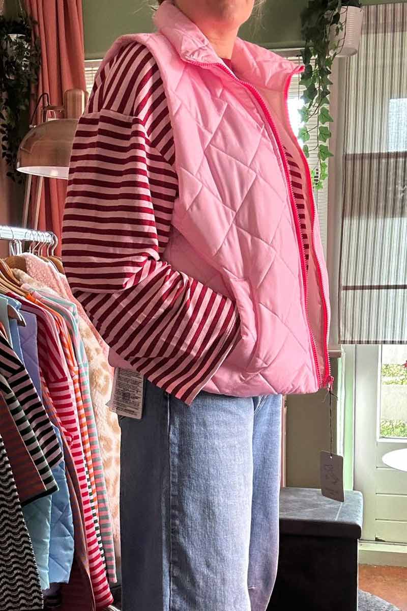 Gewatteerd Giletje met Rits - Roze