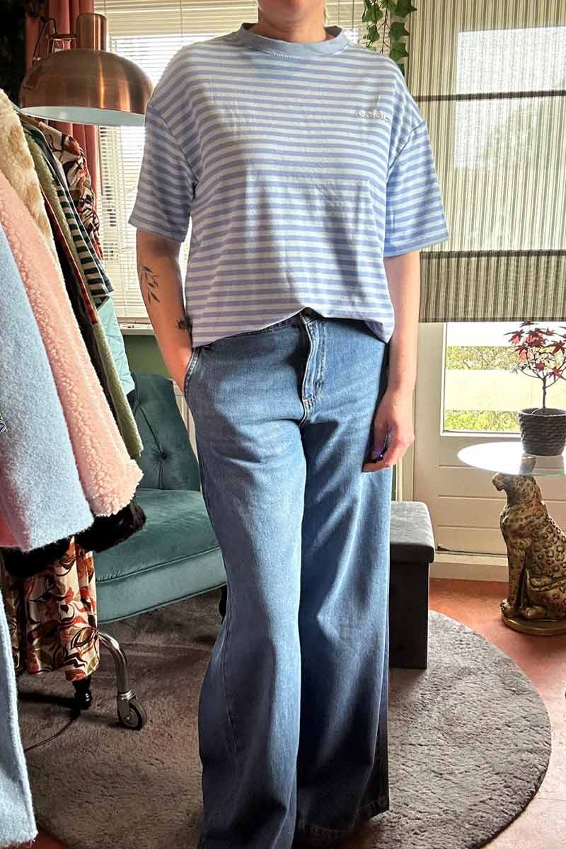 Alternative view of Gestreept Shirt Korte Mouw - Blauw met Babyblue